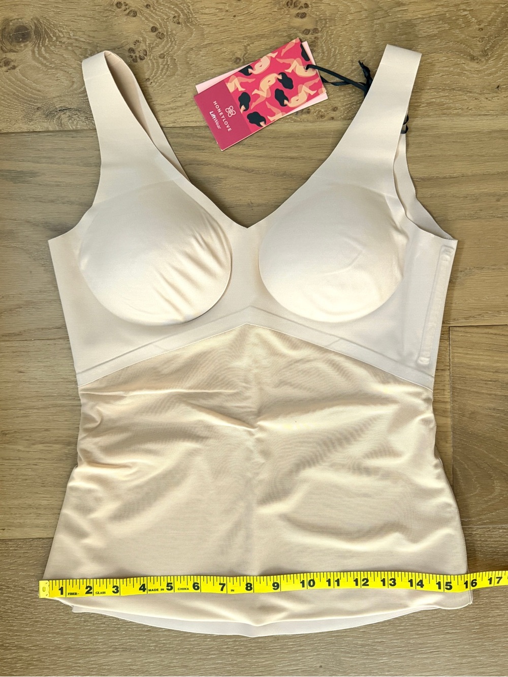 NWT Honeylove LiftWear Smoothing Tank Built-In Bra Shapewear Beige Snatched Med - Picture 13 of 16